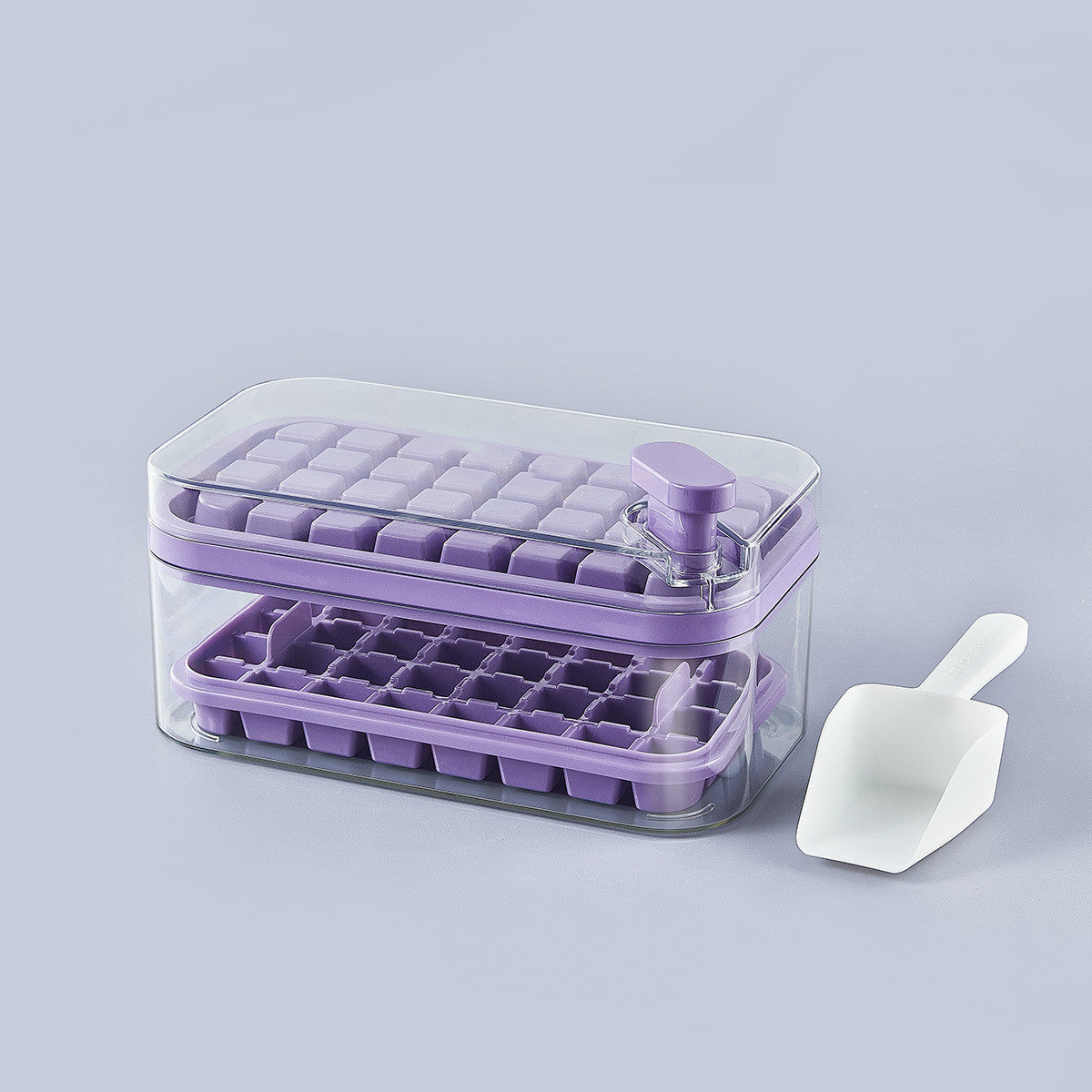 One-Press Ice Cube Tray with Lid & Storage Box