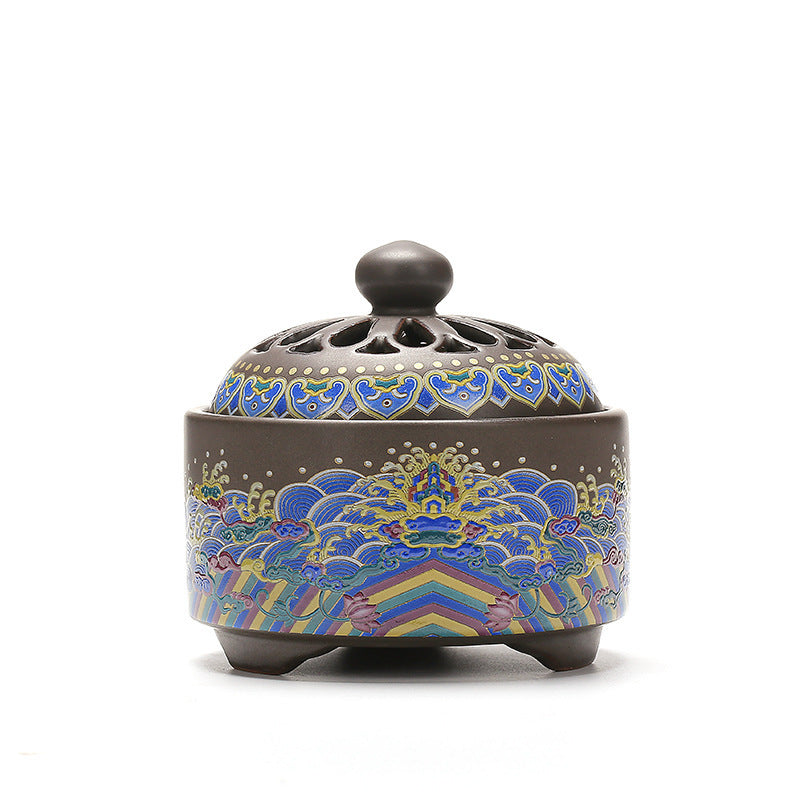 Ceramic Cloisonné Backflow Incense Burner – Enamel Design