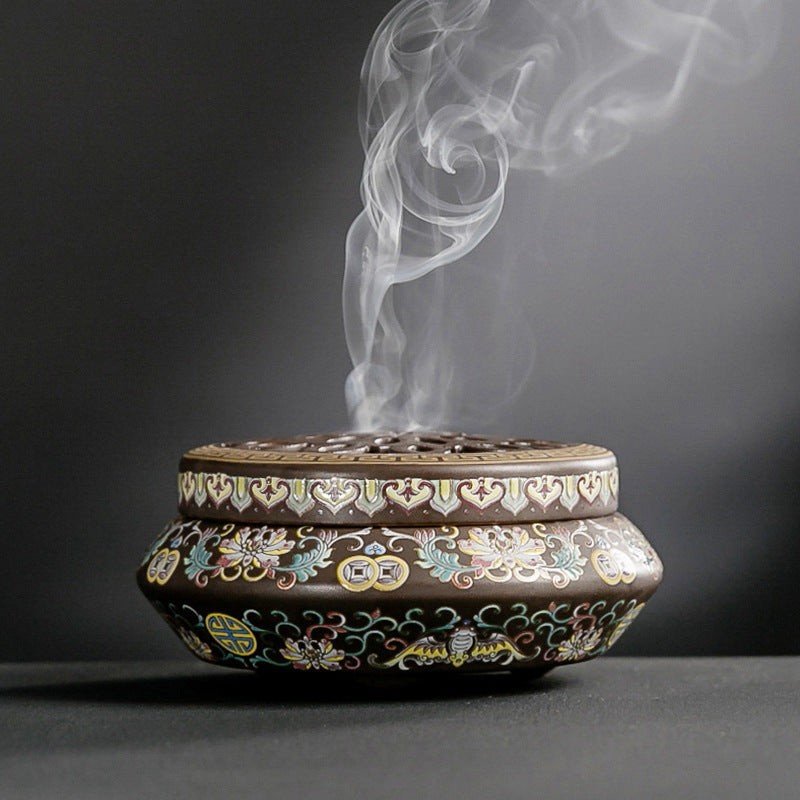 Ceramic Cloisonné Backflow Incense Burner – Enamel Design