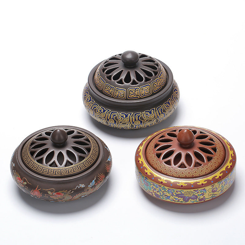 Ceramic Cloisonné Backflow Incense Burner – Enamel Design