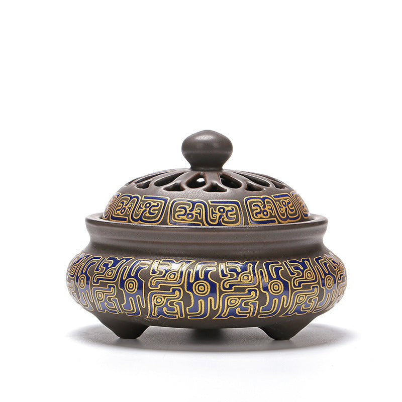 Ceramic Cloisonné Backflow Incense Burner – Enamel Design