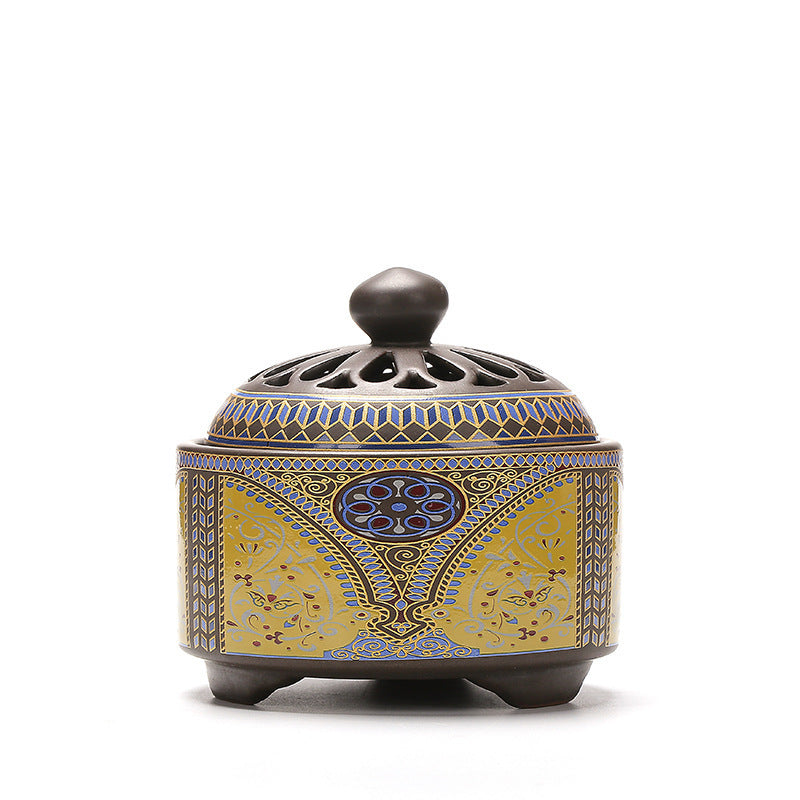 Ceramic Cloisonné Backflow Incense Burner – Enamel Design