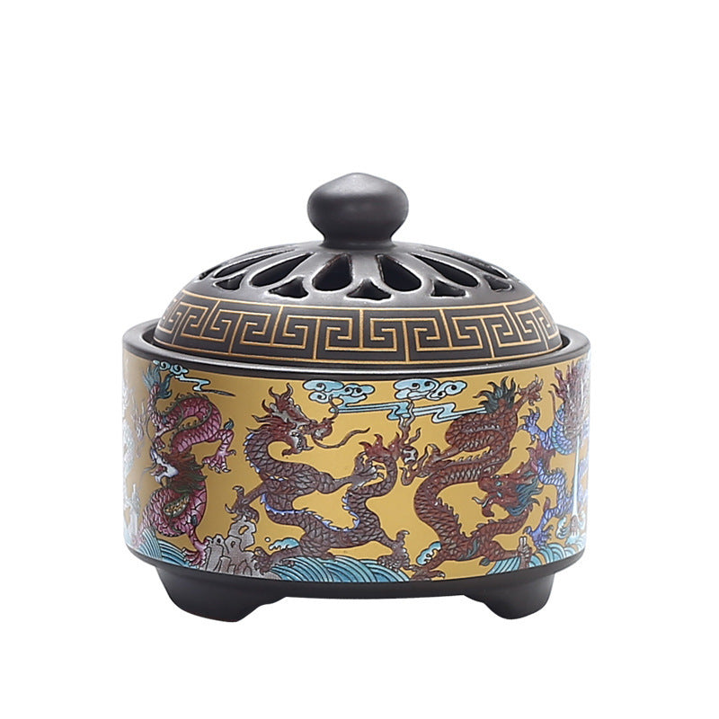 Ceramic Cloisonné Backflow Incense Burner – Enamel Design