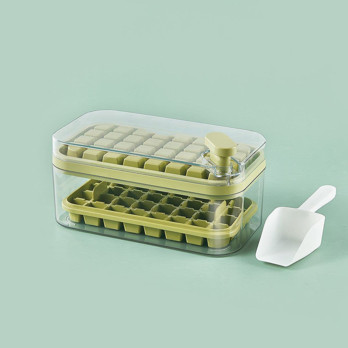 One-Press Ice Cube Tray with Lid & Storage Box