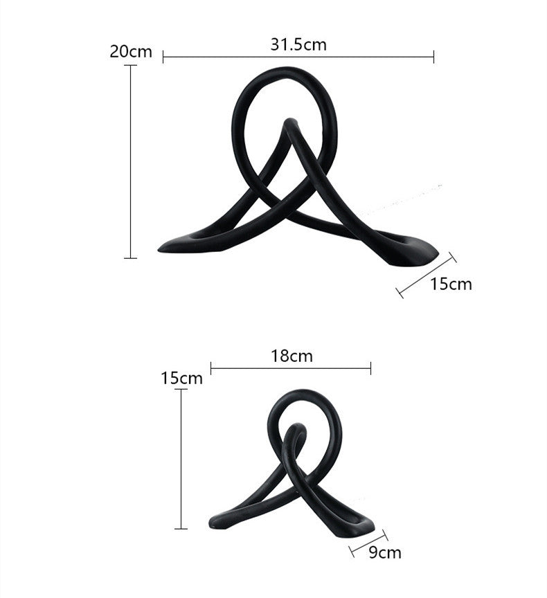 Modern Black Resin Knot Sculpture – Abstract Home Decor