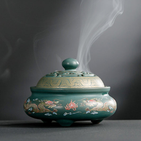 Ceramic Cloisonné Backflow Incense Burner – Enamel Design