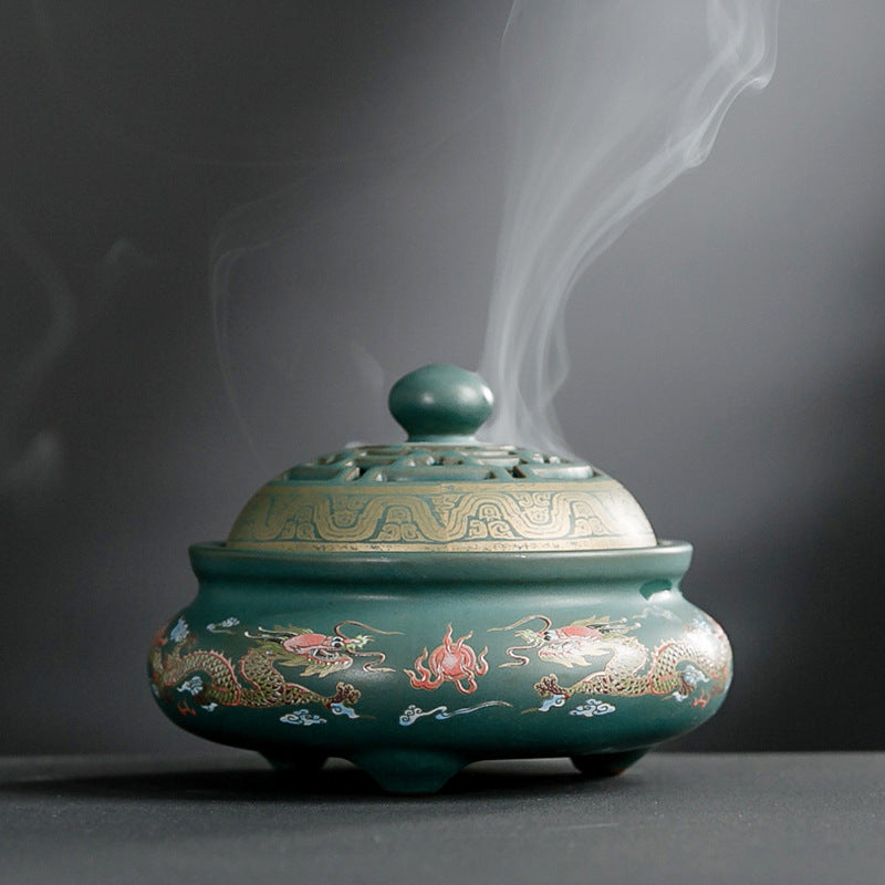 Ceramic Cloisonné Backflow Incense Burner – Enamel Design