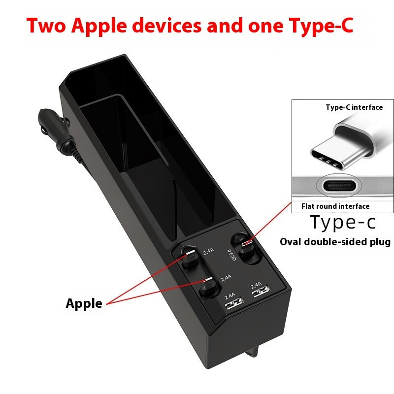 Car Charger & Dual USB Multi-Function Storage Box