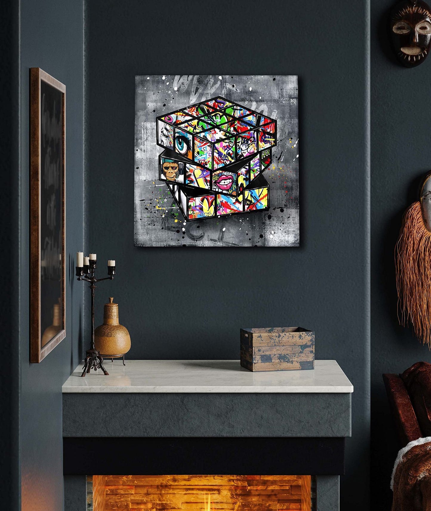 Banksy Rubik's Cube Graffiti Canvas – Urban Wall Art