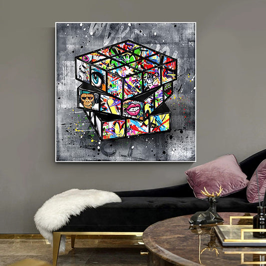 Banksy Rubik's Cube Graffiti Canvas – Urban Wall Art