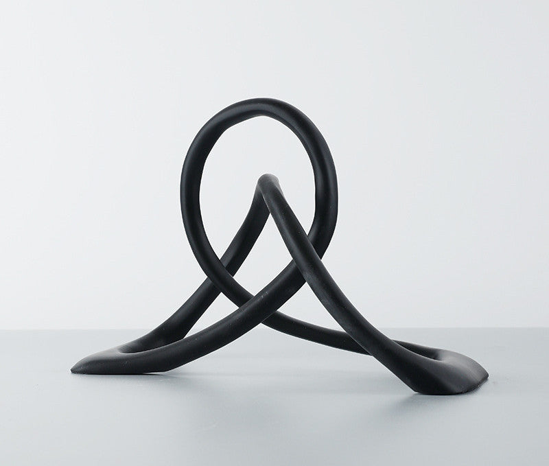 Modern Black Resin Knot Sculpture – Abstract Home Decor
