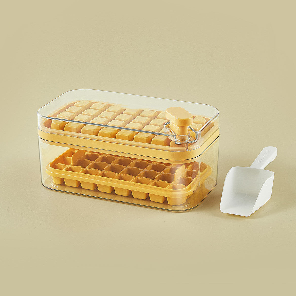 One-Press Ice Cube Tray with Lid & Storage Box