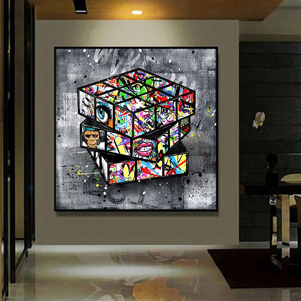 Banksy Rubik's Cube Graffiti Canvas – Urban Wall Art