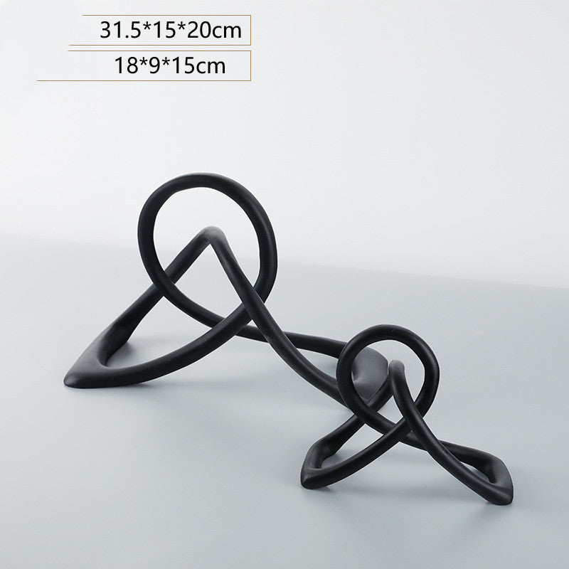Modern Black Resin Knot Sculpture – Abstract Home Decor