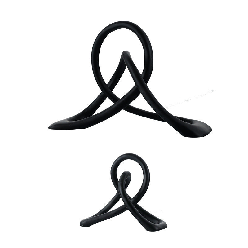 Modern Black Resin Knot Sculpture – Abstract Home Decor