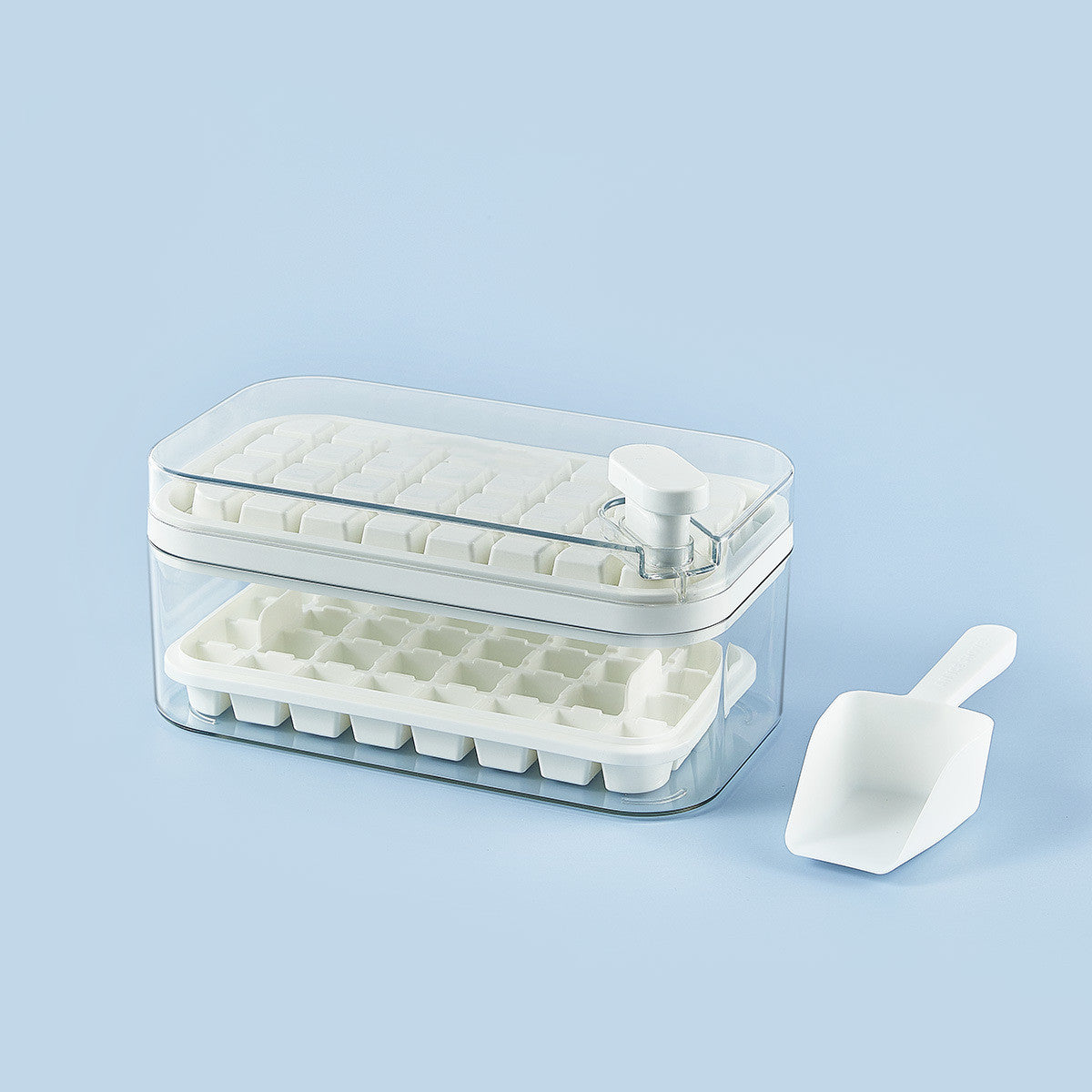 One-Press Ice Cube Tray with Lid & Storage Box