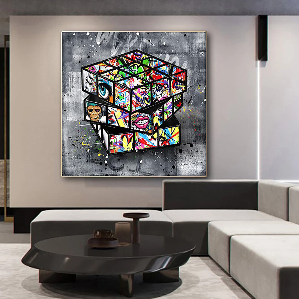 Banksy Rubik's Cube Graffiti Canvas – Urban Wall Art
