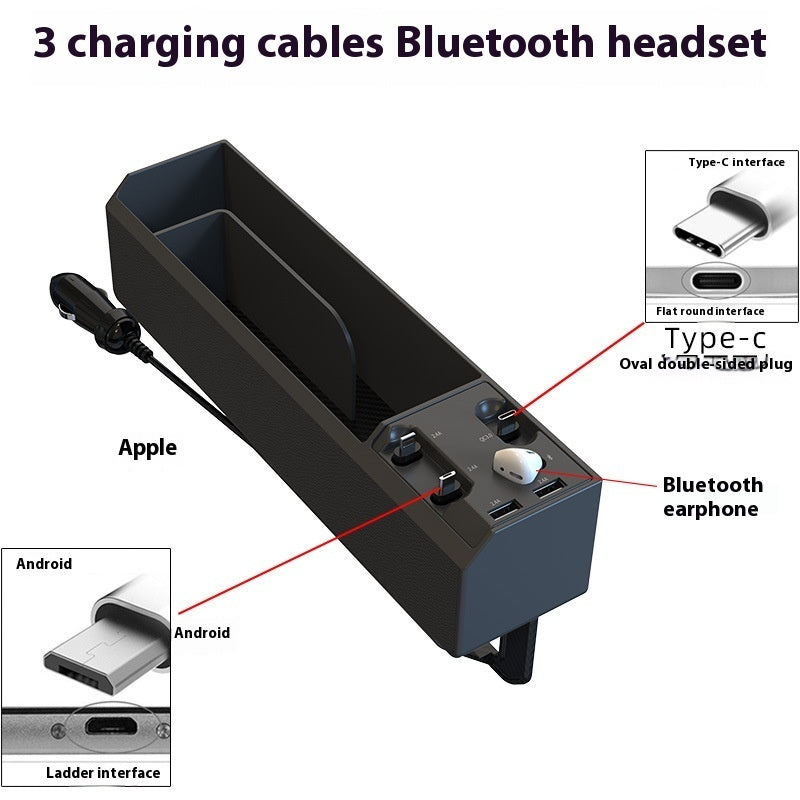 Car Charger & Dual USB Multi-Function Storage Box