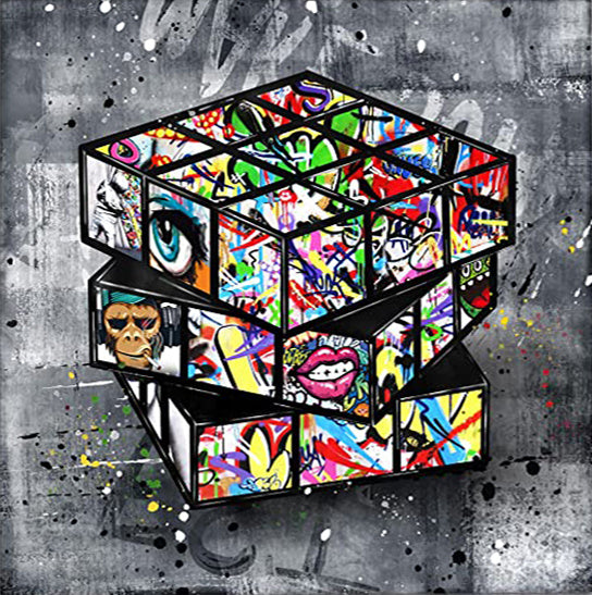 Banksy Rubik's Cube Graffiti Canvas – Urban Wall Art