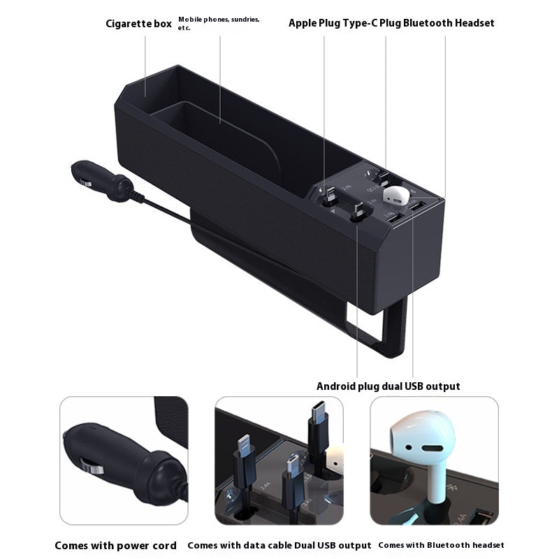 Car Charger & Dual USB Multi-Function Storage Box